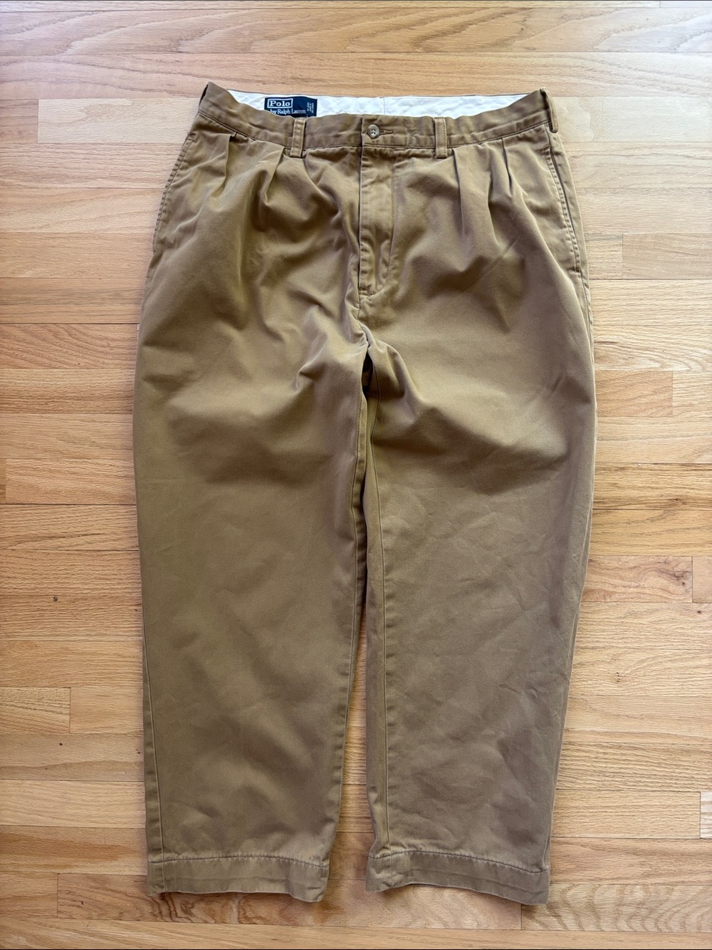 VTG Polo Ralph Lauren Pants Men’s 35x30 Tan Pleated Chinos Andrew Pant Preppy